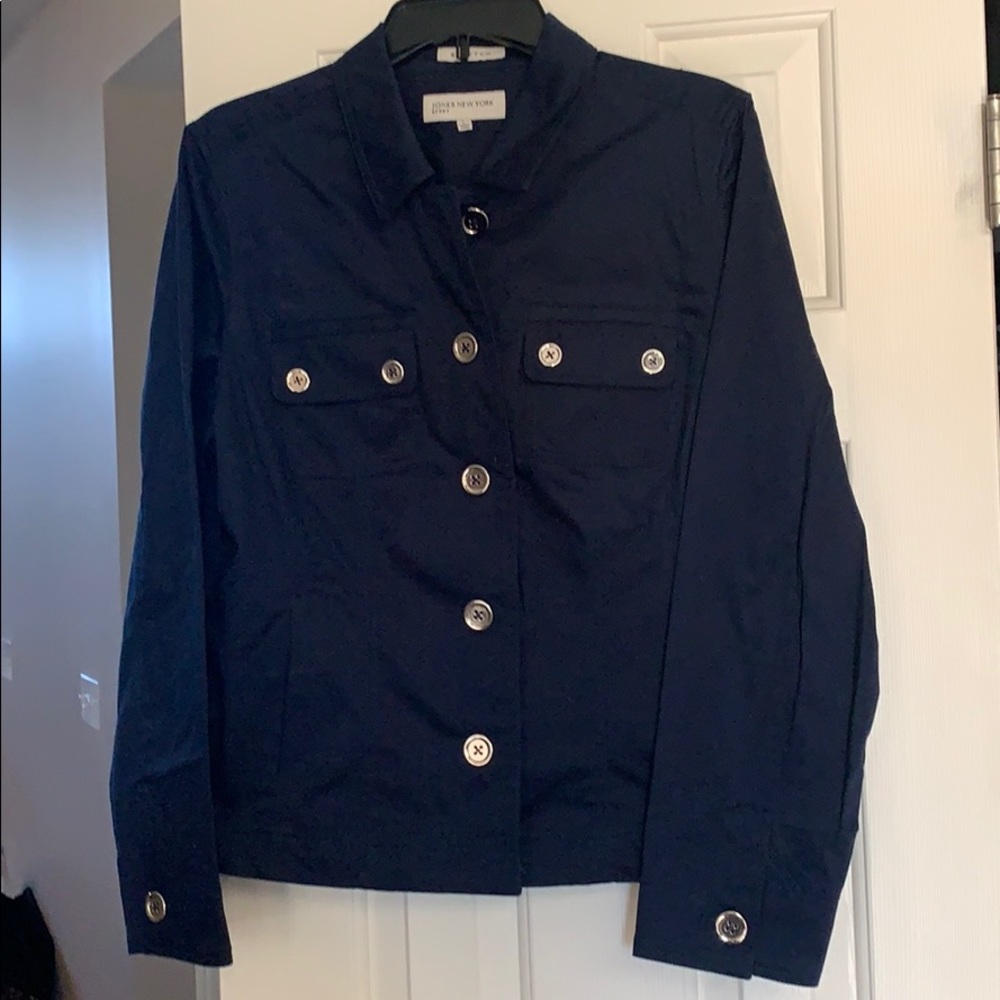 Jones New York Navy Button Up Jacket